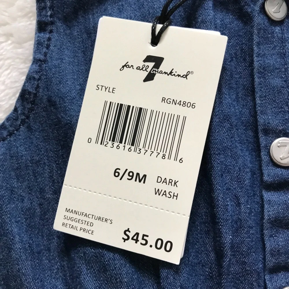 NWT 7FAM infant denim romper